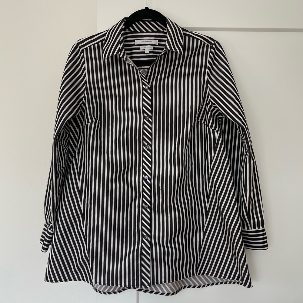Foxcroft Heritage Non-Iron Striped Button-Down Shirt | Size 6